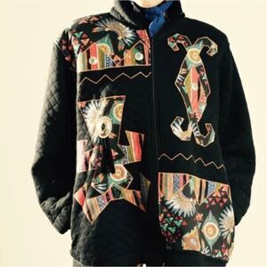 Rafael Vintage 80's southwestern patchwork quilted jacket sz S Ovrsized